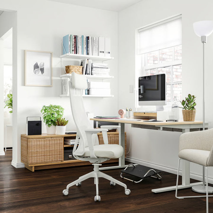 IKEA MITTZON Desk, birch veneer/black, 55 1/8x31 1/2 "