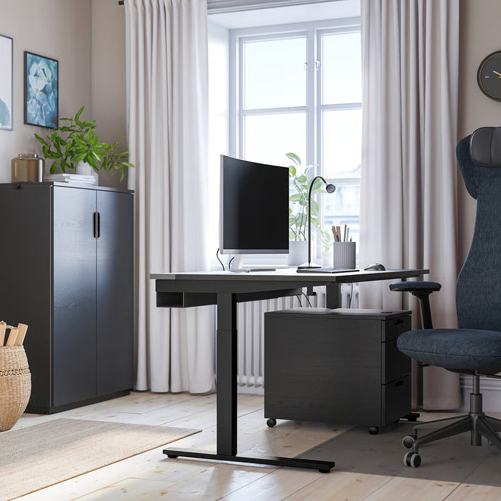IKEA MITTZON Desk, birch veneer/black, 55 1/8x31 1/2 "