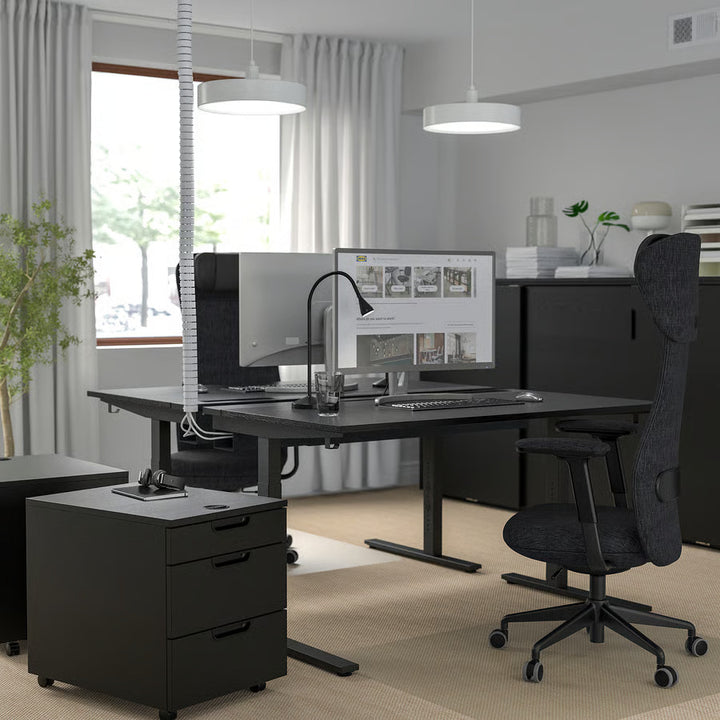 IKEA MITTZON Desk, birch veneer/black, 55 1/8x31 1/2 "