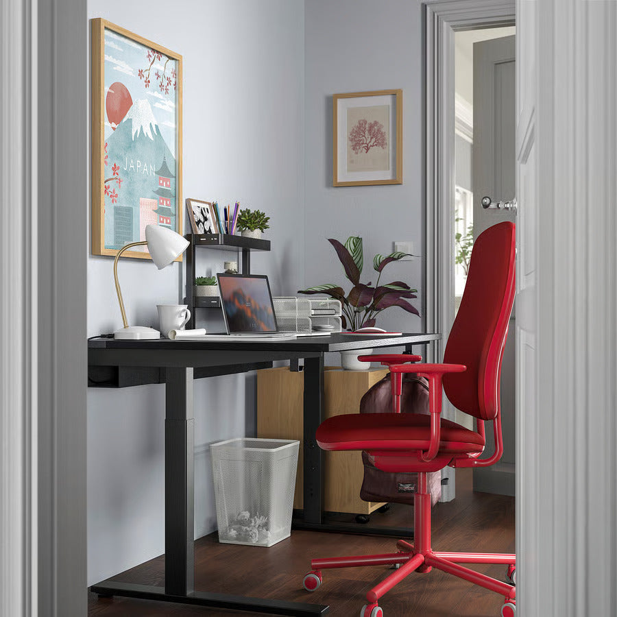 IKEA MITTZON Desk, birch veneer/black, 55 1/8x31 1/2 "