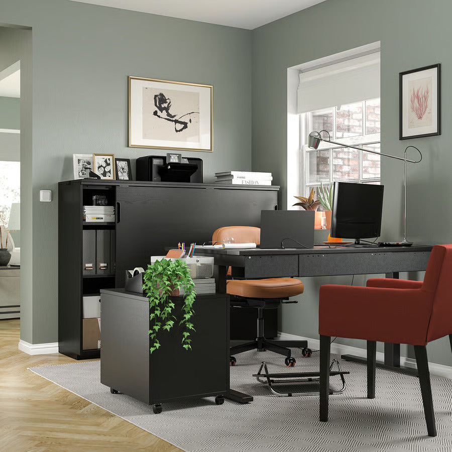 IKEA MITTZON Desk, birch veneer/black, 55 1/8x31 1/2 "