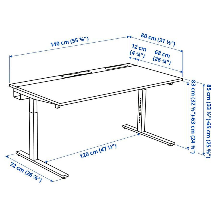 IKEA MITTZON Desk, birch veneer, 55 1/8x31 1/2 "