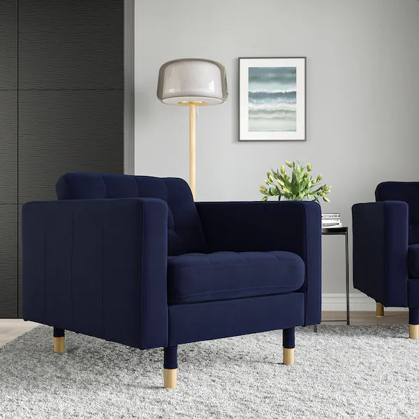 IKEA MORABO Armchair, Djuparp dark blue/wood
