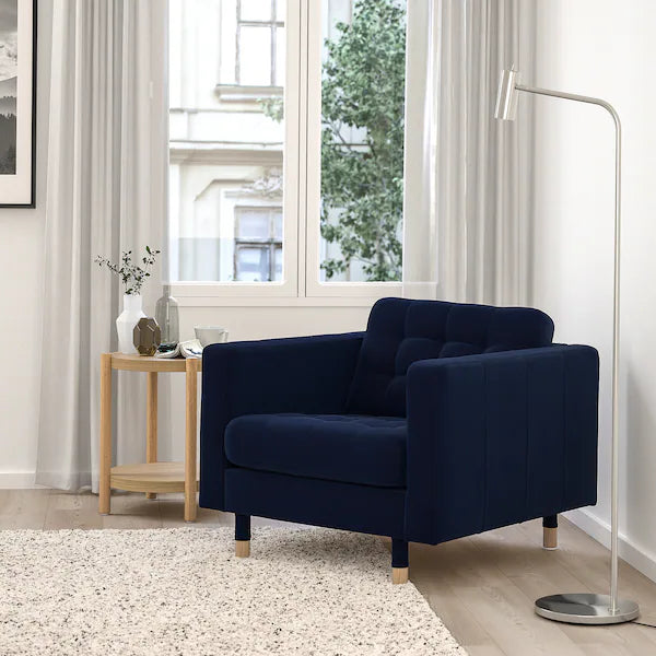 IKEA MORABO Armchair, Djuparp dark blue/wood
