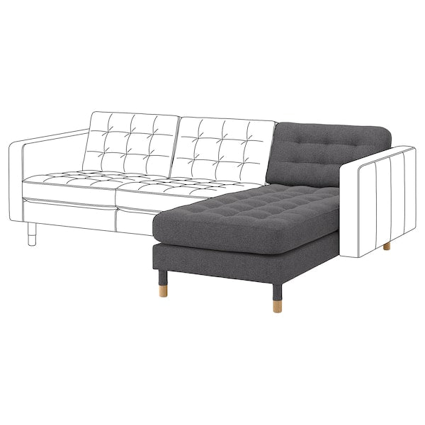 IKEA MORABO Chaise, add-on unit, Gunnared dark gray/wood