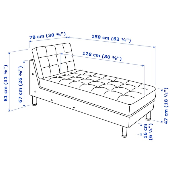IKEA MORABO Chaise, add-on unit, Gunnared light green/wood
