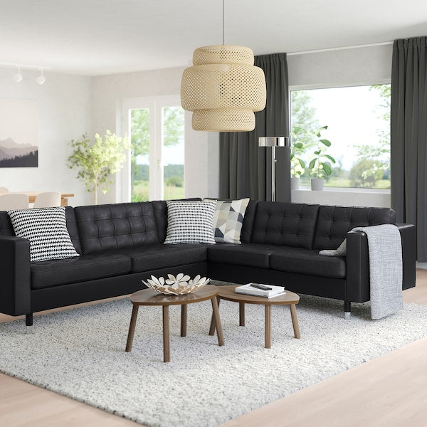 IKEA MORABO Sectional, 5-seat corner, Grann/Bomstad black/metal