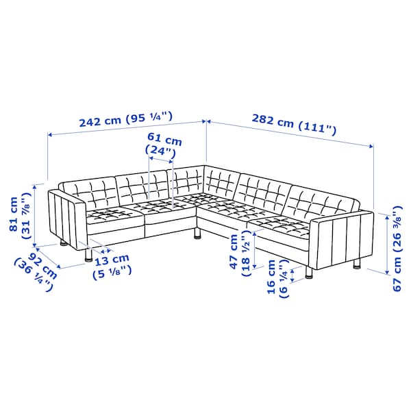 IKEA MORABO Sectional, 5-seat corner, Grann/Bomstad gray-green/metal