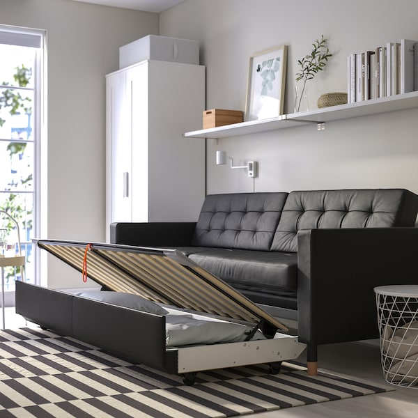 IKEA MORABO Sleeper sofa, Grann/Bomstad black/wood