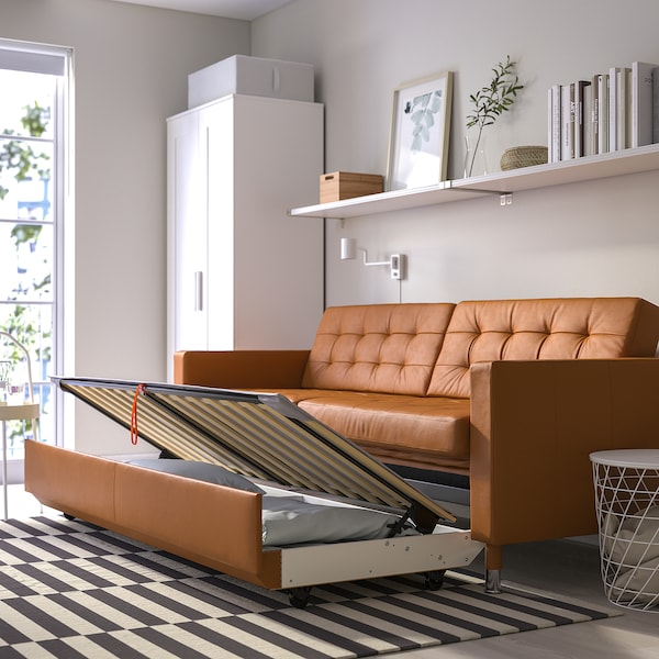 IKEA MORABO Sleeper sofa, Grann/Bomstad golden brown/metal