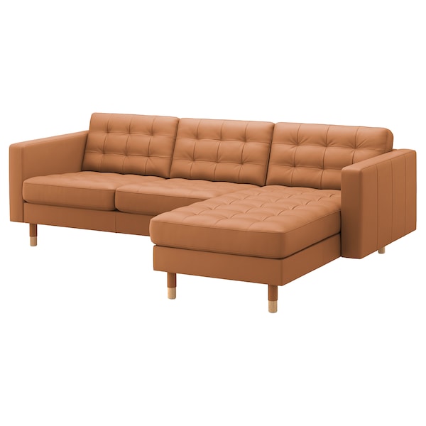 IKEA MORABO Sofa with chaise, Grann/Bomstad golden brown/wood