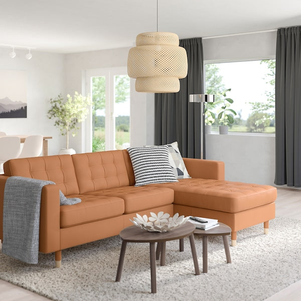 IKEA MORABO Sofa with chaise, Grann/Bomstad golden brown/wood