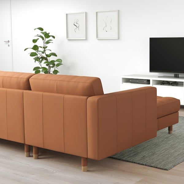 IKEA MORABO Sofa with chaise, Grann/Bomstad golden brown/wood