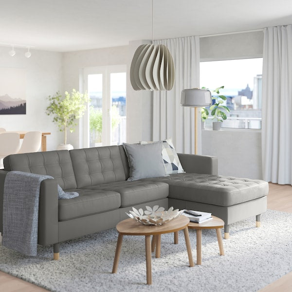 IKEA MORABO Sofa, with chaise/Grann/Bomstad gray-green/wood