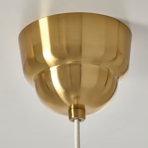 IKEA New MUDDERVERK Pendant lamp, brass/opal glass
