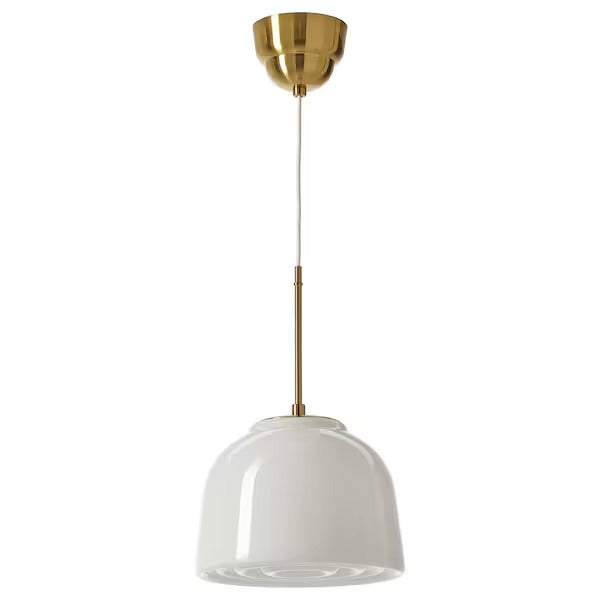 IKEA New MUDDERVERK Pendant lamp, brass/opal glass