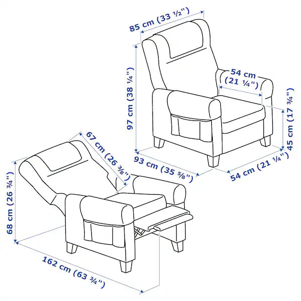 IKEA MUREN Recliner, Remmarn dark gray