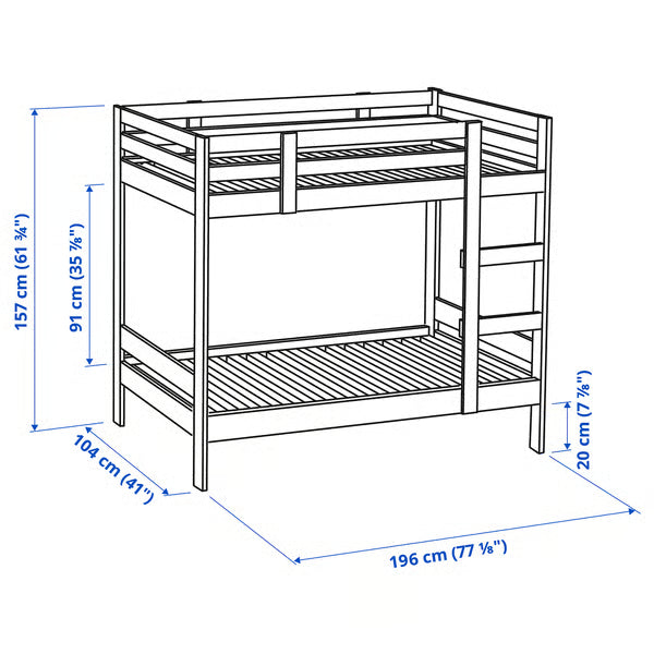 IKEA MYDAL Bunk bed frame, white, Twin