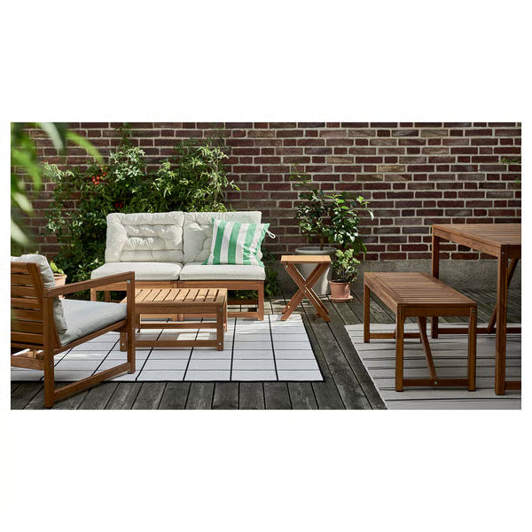 IKEA NÄMMARÖ 4-seat conversation set, outdoor, light brown stained/Kuddarna light grey-beige