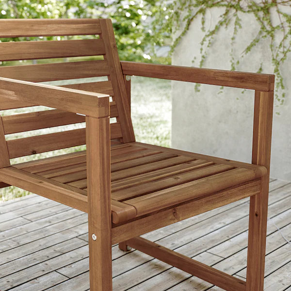IKEA NÄMMARÖ Table+6 armchairs, outdoor, light brown stained, 78 3/4 "