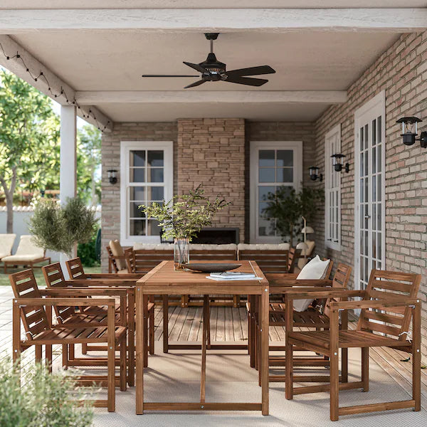 IKEA NÄMMARÖ Table+6 armchairs, outdoor, light brown stained, 78 3/4 "
