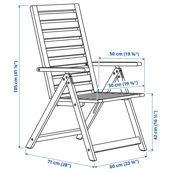 IKEA NÄMMARÖ Table + 6 reclining chairs, outdoor, light brown stained/Frösön/Duvholmen beige