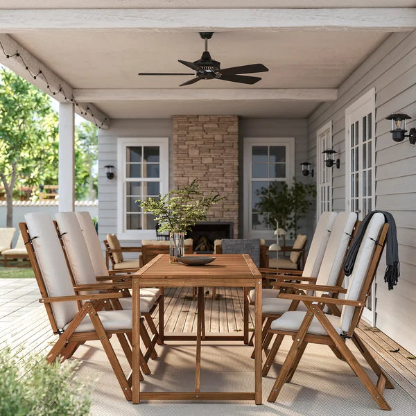 IKEA NÄMMARÖ Table + 6 reclining chairs, outdoor, light brown stained/Frösön/Duvholmen beige