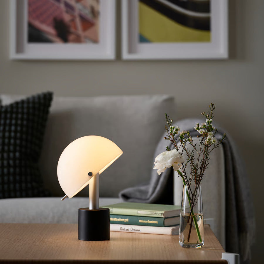 IKEA NÖDMAST LED portable lamp, battery operated, light pink/dark gray-green, 10 ¼ "