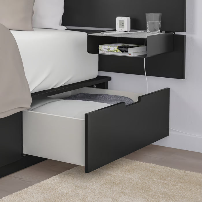 IKEA NORDLI Bed with headboard and storage, anthracite, Queen