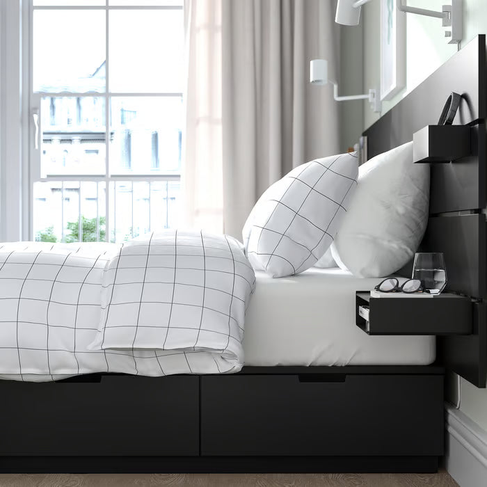 IKEA NORDLI Bed with headboard and storage, anthracite, Queen