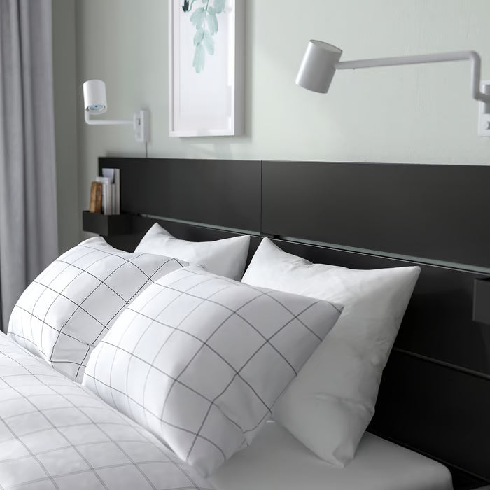 IKEA NORDLI Bed with headboard and storage, anthracite, Queen