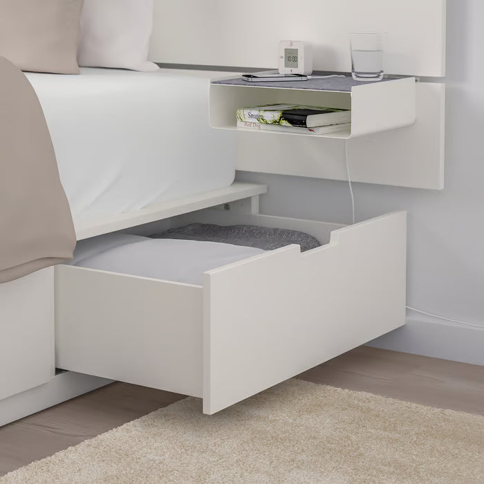 IKEA NORDLI Bed with headboard and storage, white, Queen