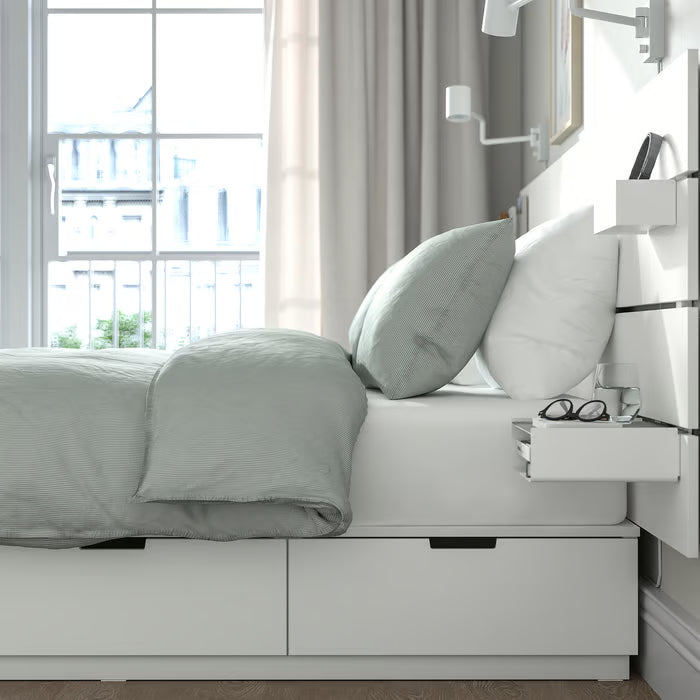 IKEA NORDLI Bed with headboard and storage, white, Queen