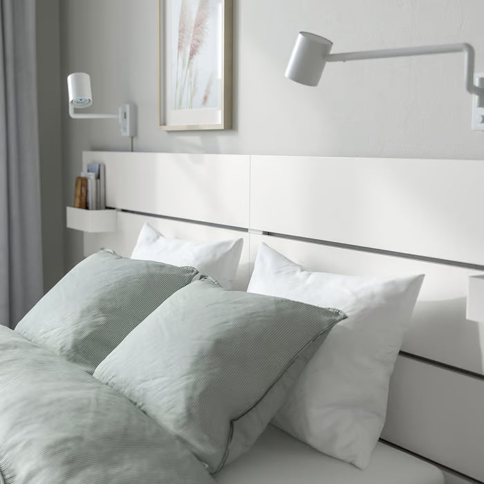 IKEA NORDLI Bed with headboard and storage, white, Queen