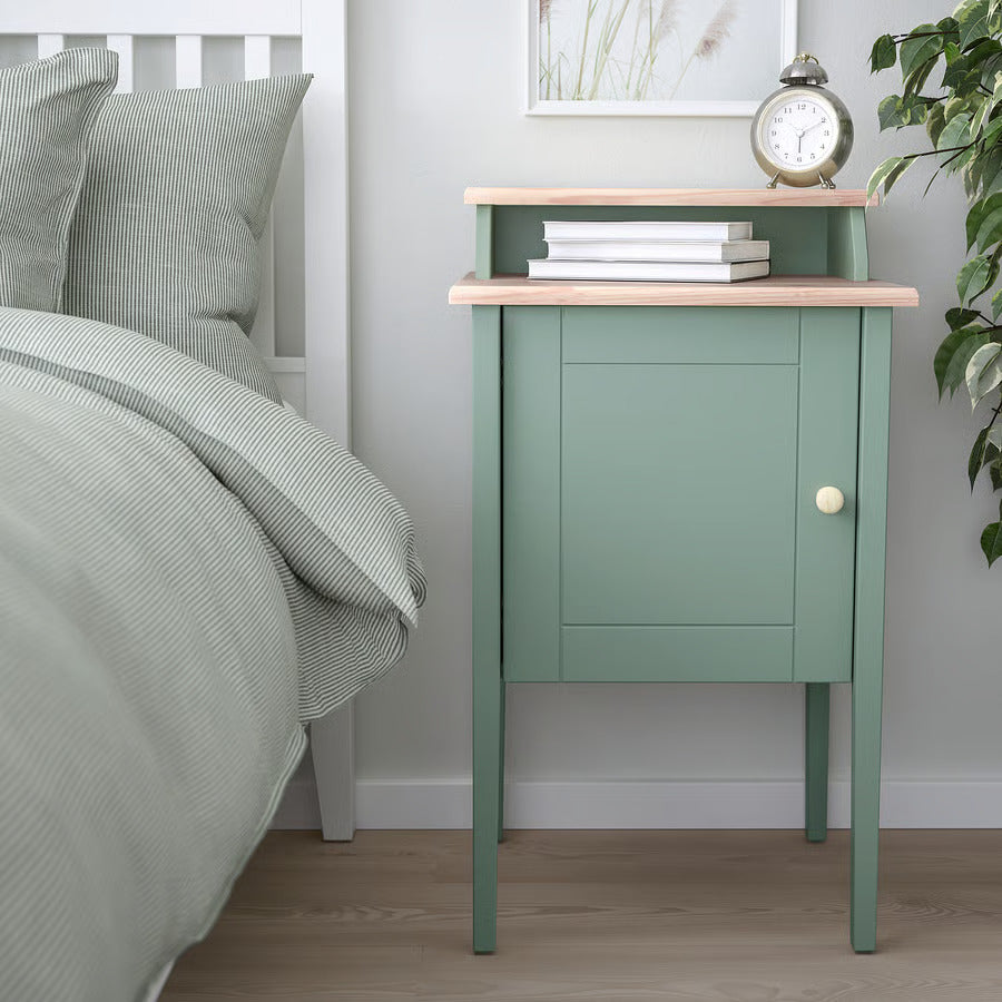IKEA OLDERDALEN Nightstand, gray-green/pine, 18 1/2x16 7/8 "