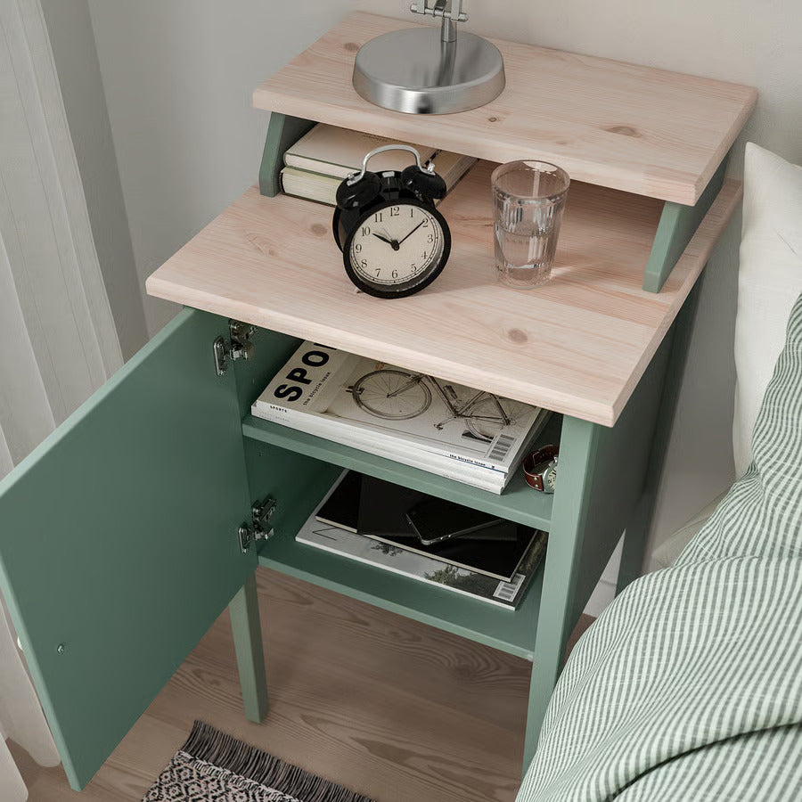 IKEA OLDERDALEN Nightstand, gray-green/pine, 18 1/2x16 7/8 "