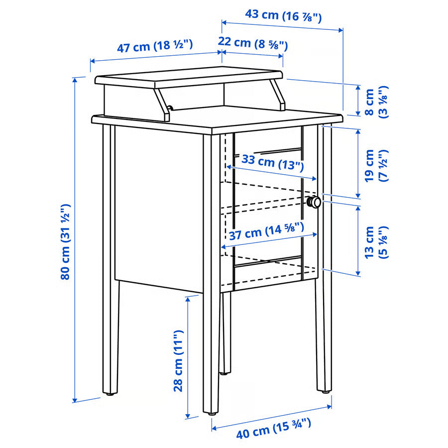 IKEA OLDERDALEN Nightstand, gray-green/pine, 18 1/2x16 7/8 "