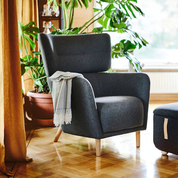 IKEA OSKARSHAMN Wing chair, Gunnared black-gray