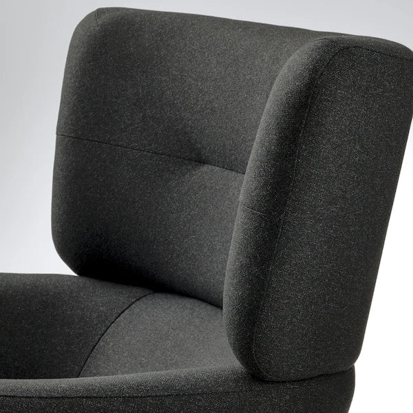 IKEA OSKARSHAMN Wing chair with ottoman, Gunnared black/gray