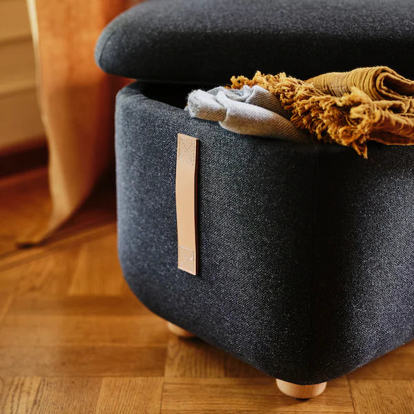 IKEA OSKARSHAMN Wing chair with ottoman, Gunnared black/gray