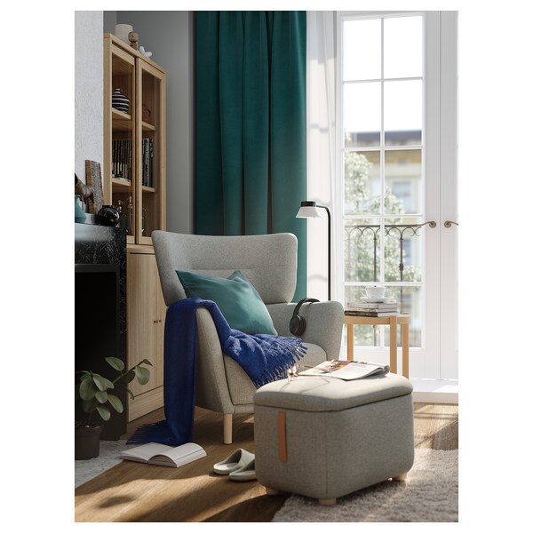 IKEA OSKARSHAMN Wing chair with ottoman, Tibbleby beige/gray