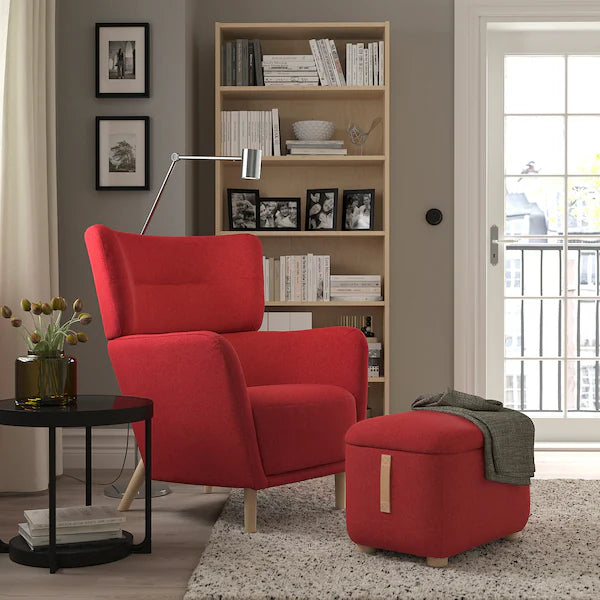 IKEA OSKARSHAMN Wing chair with ottoman, Tonerud red