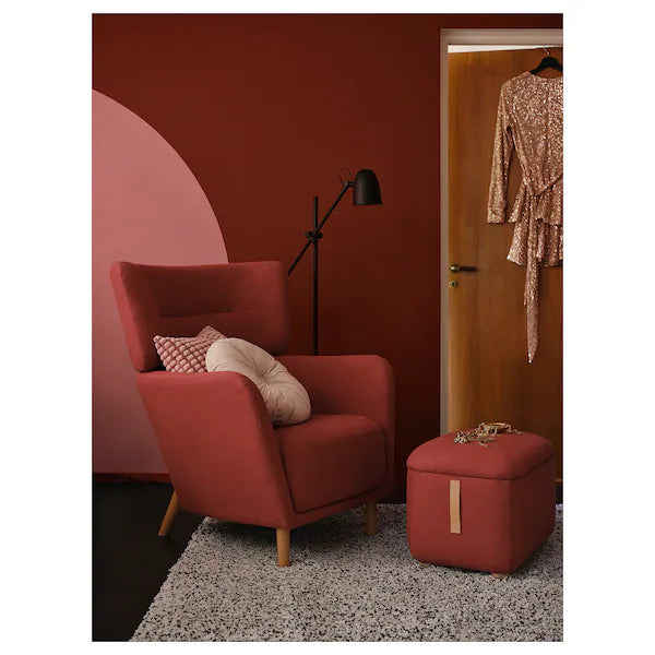 IKEA OSKARSHAMN Wing chair with ottoman, Tonerud red