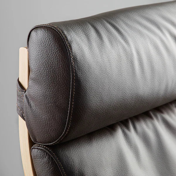 IKEA POÄNG Armchair and ottoman, birch veneer/Glose dark brown