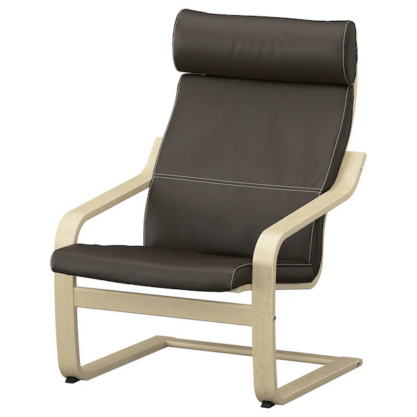 IKEA POÄNG Armchair and ottoman, birch veneer/Glose dark brown