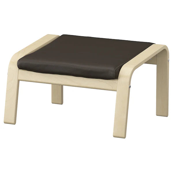 IKEA POÄNG Armchair and ottoman, birch veneer/Glose dark brown
