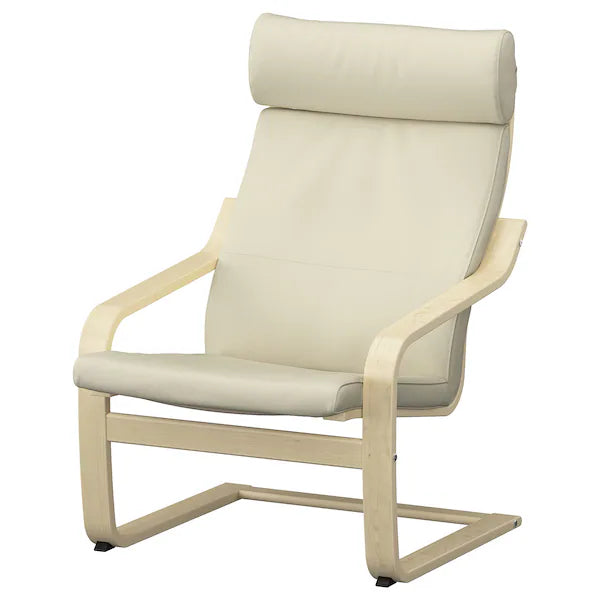 IKEA POÄNG Armchair and ottoman, birch veneer/Glose off-white