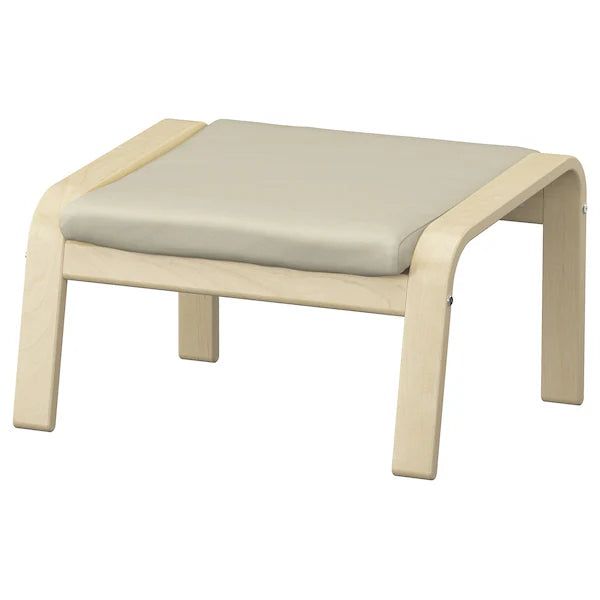 IKEA POÄNG Armchair and ottoman, birch veneer/Glose off-white