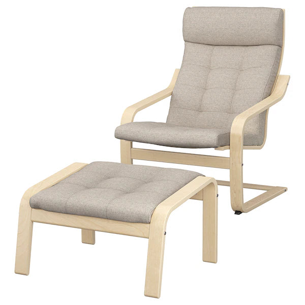 IKEA POÄNG Armchair and ottoman, brown/Gunnared beige