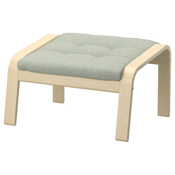 IKEA POÄNG Armchair and ottoman, birch veneer/Gunnared light green